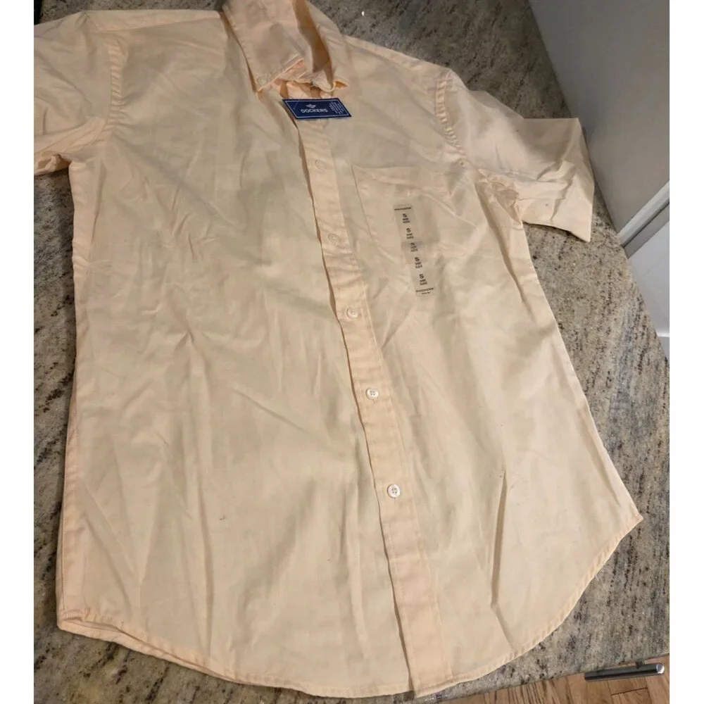 New! Lot of 2 Dockers Men’s S 14-14.5 Red Plaid & Yellow Button Down Shirts - Picture 10 of 13